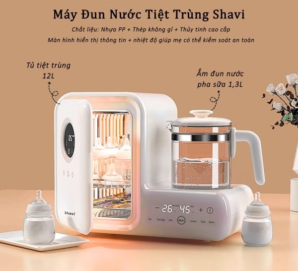 Máy đun nước hâm sữa đa năng và tiệt trùng UV Shavi